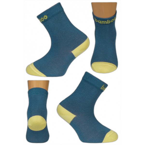 Dětské bambusové ponožky Hugo (modrá s žlutou)