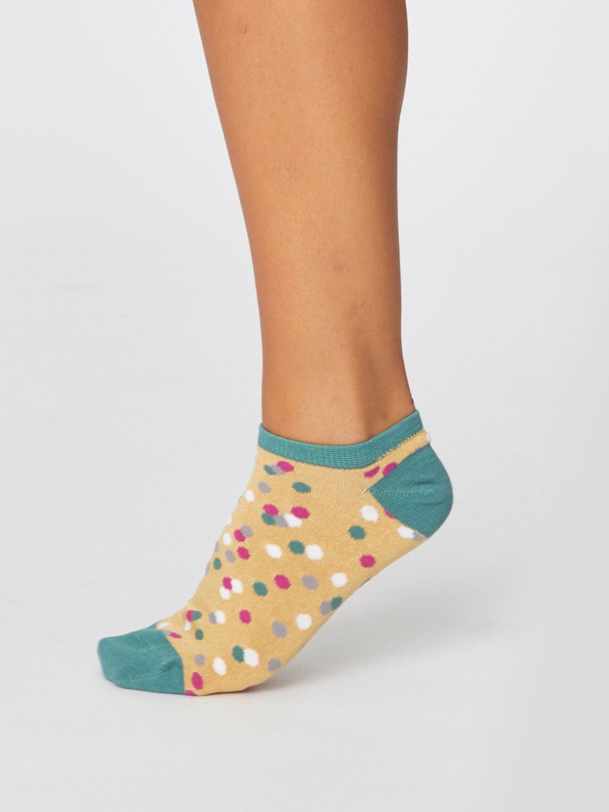 Kotníčkové ponožky s puntíky žlutá