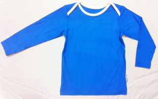 Dětské bambusové tričko s dlouhým rukávem (modrá s bílou)