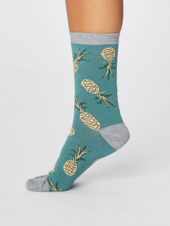 Veselé bambusové ponožky pineapple zelená