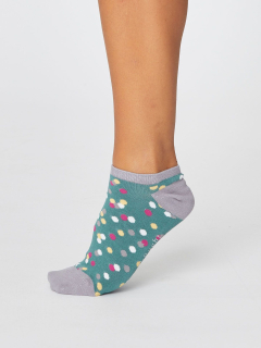 Kotníčkové ponožky s puntíky zelená